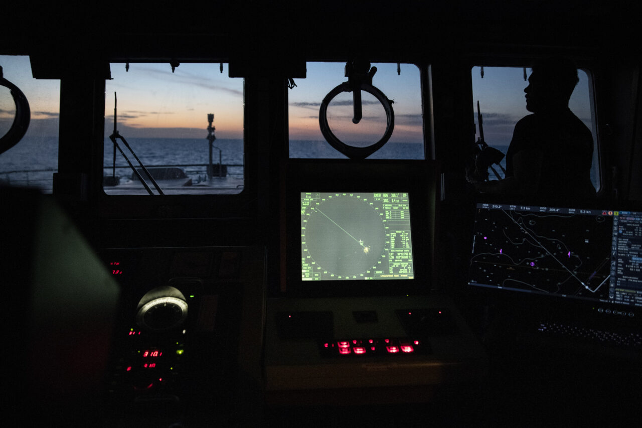 Ausblick von der Brücke der Humanity 1 aus