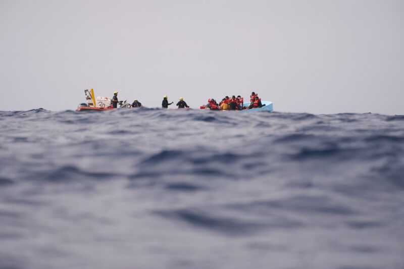 Over 30 people on a small rubber boat in the middle of the central Med.